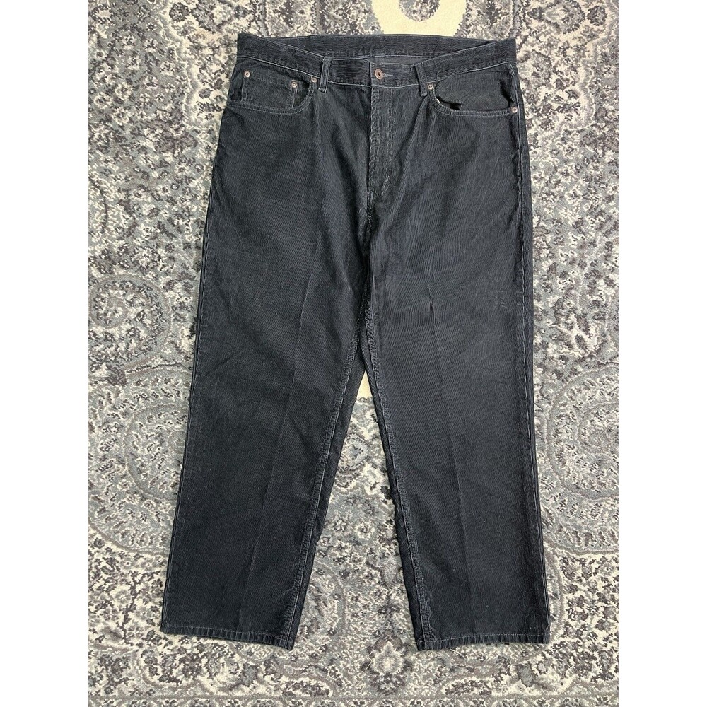 LL Bean Corduroy Pants Mens Sz 38x29 Black Comfort Waist YKK Trousers